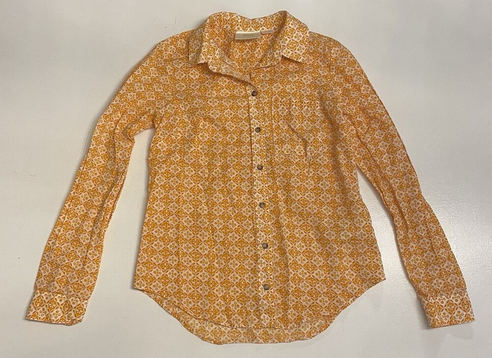 Maeve Anthropologie Yellow Floral Long Sleeve Button Down Shirt | Size 2